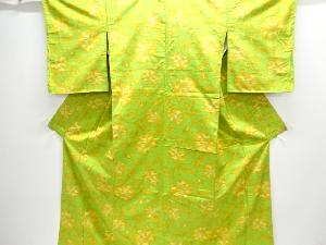 唐花模様織り出し手織り紬着物